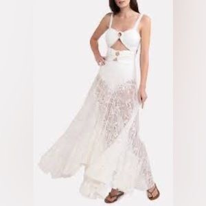 Akira It’s Up Panty Lined Lace Maxi Dress - Black (Size Large)